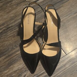 Nine West Black Patent Strappy Heels